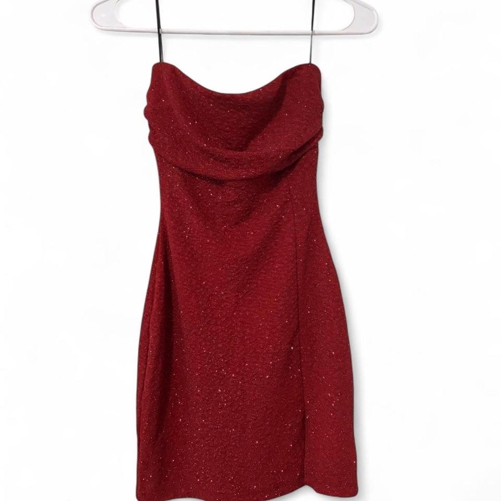 Strapless Sparkle Red Cocktail Dress